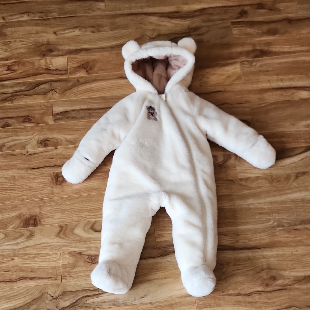 Petit Lem Size 12 Months Teddy Bunting Suit Off White Cream